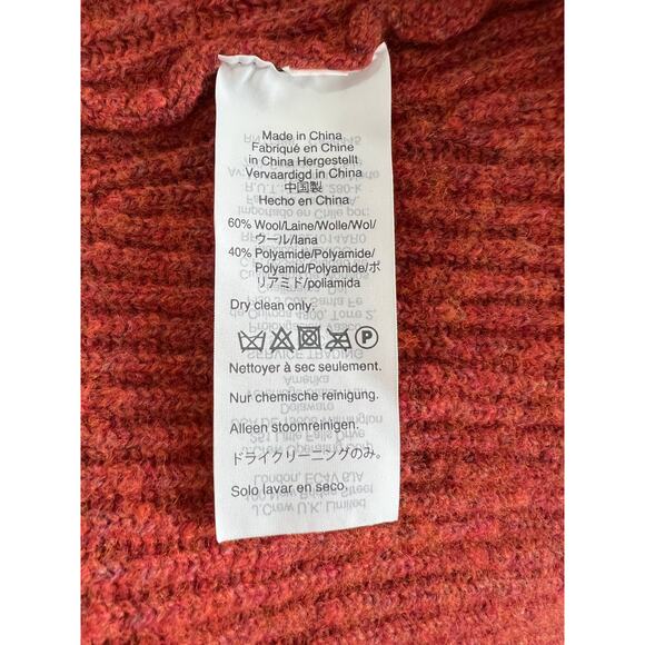 Madewell Burnt Orange Long Sleeve V-Neck Wool Blend Women's Knit Sweater Size M - Picture 6 of 8